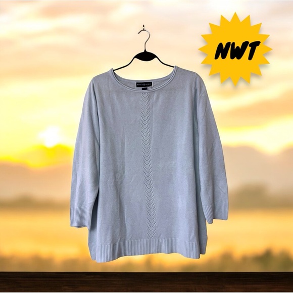 NWT Karen Scott Light Blue Sweater - Picture 1 of 11